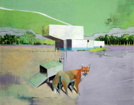 Bau-Fuchs, 2021, Acryl auf Leinwand, 55 x 70 cm